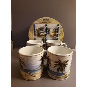 Sakura Plantation Home Set of Four Stoneware Mugs by Paul Brent  - Brand New